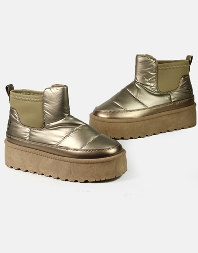 Εικόνα της Δίσολα μποτάκια αστραγάλου μονόχρωμα με λάστιχο Μπρονζέ