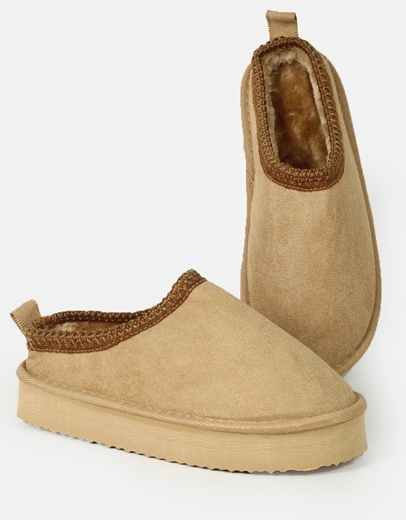 Εικόνα της Suede clogs δίσολα με γούνινη επένδυση Πούρο