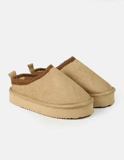 Εικόνα της Suede clogs δίσολα με γούνινη επένδυση Πούρο