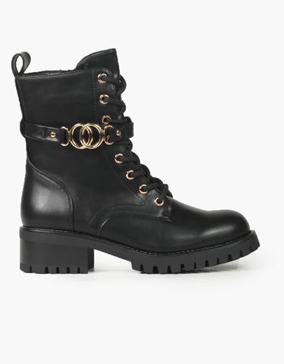 Εικόνα της Μονόχρωμα αρβυλάκια με φερμουάρ και λεπτομέρεια στο πλάι Μαύρο