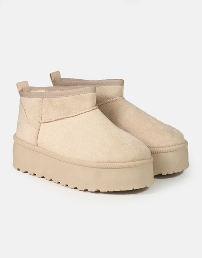 Εικόνα της Δίσολα suede μποτάκια αστραγάλου μονόχρωμα Μπεζ