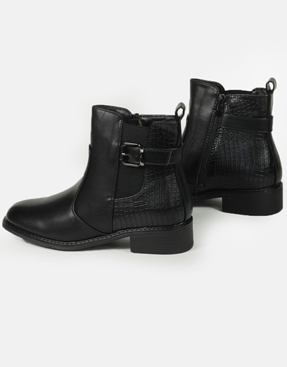 Εικόνα της Μποτάκια αστραγάλου μονόχρωμα με φερμουάρ Μαύρο