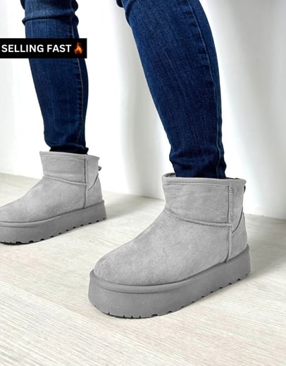 Εικόνα της Δίσολα suede μποτάκια αστραγάλου μονόχρωμα Γκρι