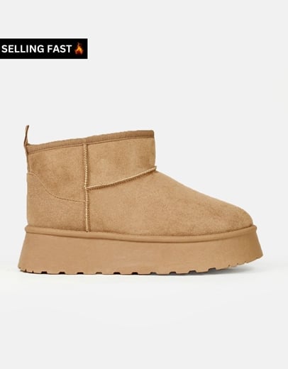 Εικόνα της Δίσολα suede μποτάκια αστραγάλου μονόχρωμα Κάμελ