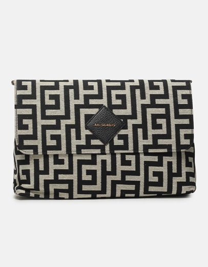 Εικόνα της Χειροποίητη τσάντα ώμου με μαίανδρο L Μαύρο