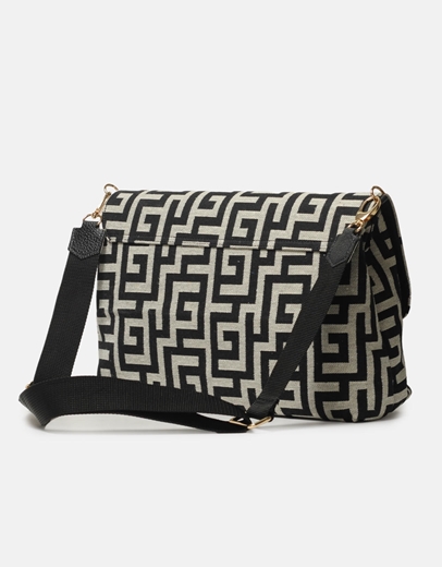 Εικόνα της Χειροποίητη τσάντα ώμου με μαίανδρο L Μαύρο