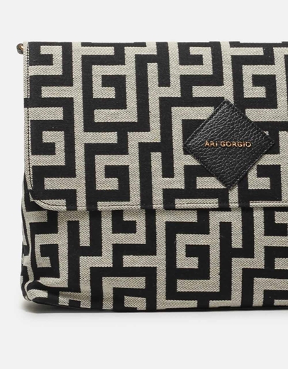 Εικόνα της Χειροποίητη τσάντα ώμου με μαίανδρο L Μαύρο