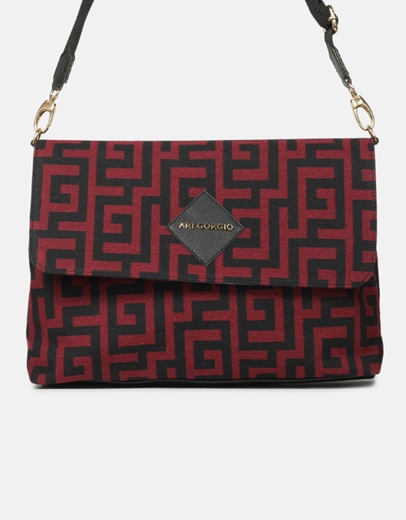 Εικόνα της Χειροποίητη τσάντα ώμου με μαίανδρο L Μπορντώ