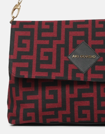 Εικόνα της Χειροποίητη τσάντα ώμου με μαίανδρο L Μπορντώ