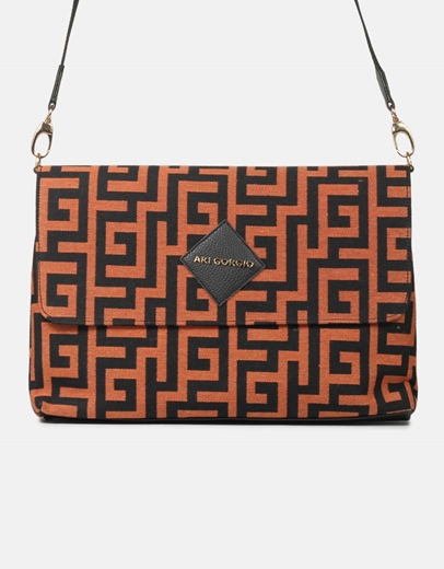 Εικόνα της Χειροποίητη τσάντα ώμου με μαίανδρο L Πορτοκαλί