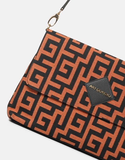 Εικόνα της Χειροποίητη τσάντα ώμου με μαίανδρο L Πορτοκαλί