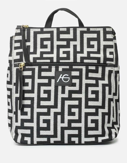 Εικόνα της Χειροποίητο σακίδιο πλάτης με διπλό φερμουάρ Μαύρο