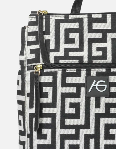 Εικόνα της Χειροποίητο σακίδιο πλάτης με διπλό φερμουάρ Μαύρο