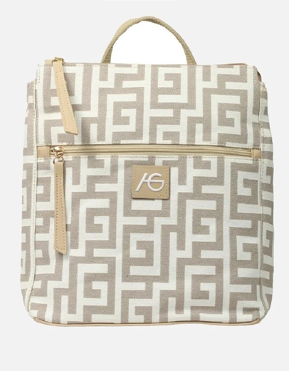 Εικόνα της Χειροποίητο σακίδιο πλάτης με διπλό φερμουάρ Άμμου/Μπεζ