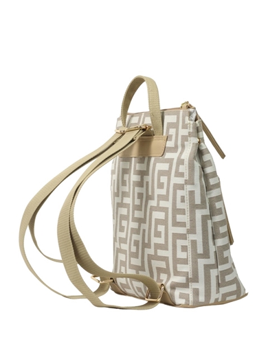 Εικόνα της Χειροποίητο σακίδιο πλάτης με διπλό φερμουάρ Άμμου/Μπεζ