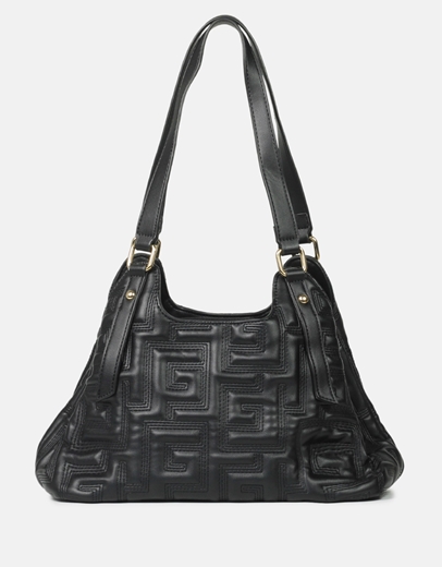 Εικόνα της Tσάντα ώμου με μοτίβο μαιάνδρου Μαύρο