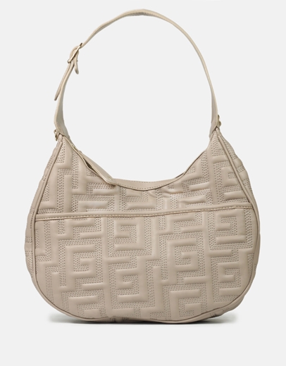 Εικόνα της Tσάντα ώμου με μοτίβο μαιάνδρου Μπεζ