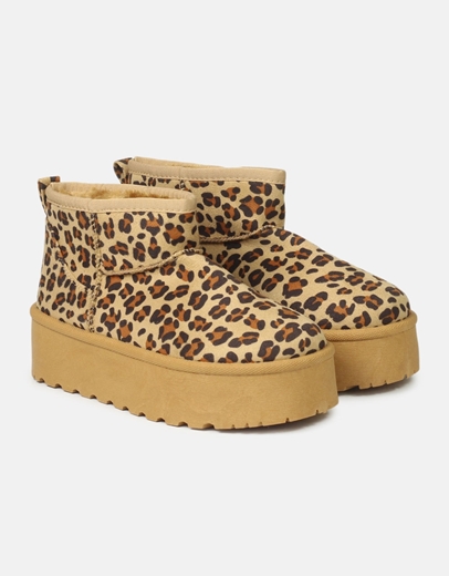 Εικόνα της Δίσολα suede μποτάκια αστραγάλου μονόχρωμα Λεοπάρ