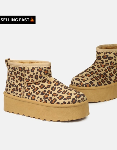 Εικόνα της Δίσολα suede μποτάκια αστραγάλου μονόχρωμα Λεοπάρ