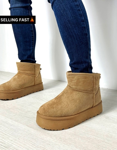 Εικόνα της Δίσολα suede μποτάκια αστραγάλου μονόχρωμα Ταμπά