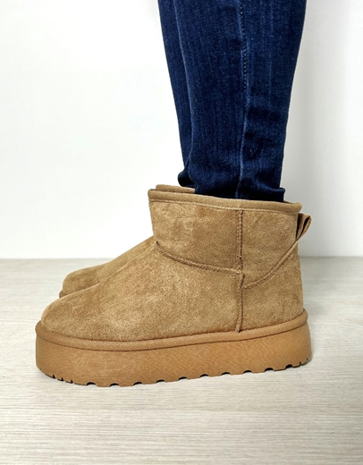 Εικόνα της Δίσολα suede μποτάκια αστραγάλου μονόχρωμα Ταμπά