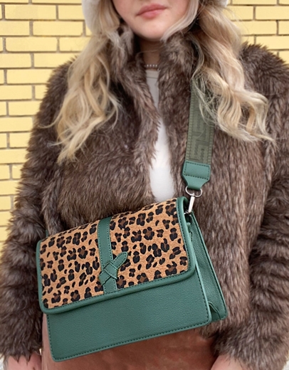 Εικόνα της Γυναικεία τσάντα ώμου με σχέδιο print Πράσινο