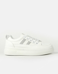 Εικόνα από Γυναικεία sneakers σε απλή γραμμή Λευκό/Ασημί
