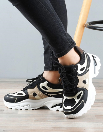 Εικόνα της Γυναικεία sneakers με chunky σόλα Μαύρο