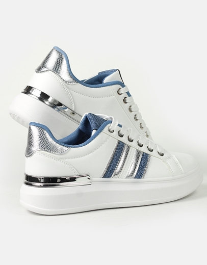 Εικόνα της Γυναικεία sneakers δίσολα με συνδυασμό υλικών Λευκό