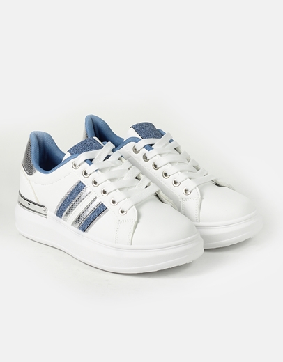 Εικόνα της Γυναικεία sneakers δίσολα με συνδυασμό υλικών Λευκό