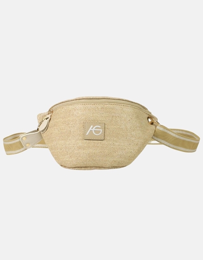 Εικόνα της Crossbody χειροποίητο τσαντάκι με ψάθινη πλέξη L Μπεζ