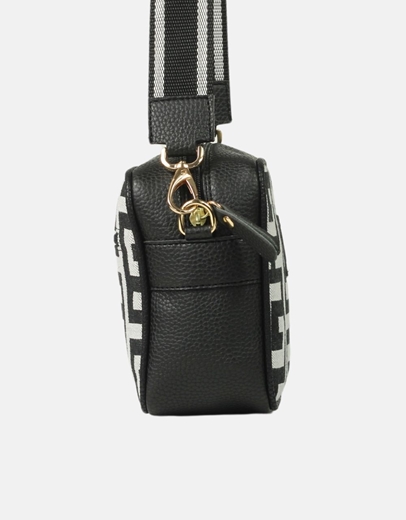 Εικόνα της Χειροποίητο τσαντάκι με μαίανδρο χιαστί ελληνικής κατασκευής Μαύρο