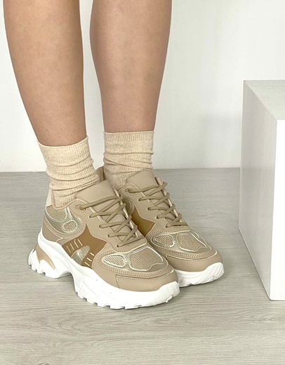 Εικόνα της Γυναικεία sneakers με chunky σόλα Μπεζ