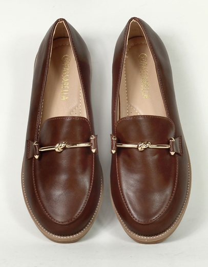 Εικόνα της Γυναικεία loafers με διακοσμητικό και ελαστική σόλα Καφέ