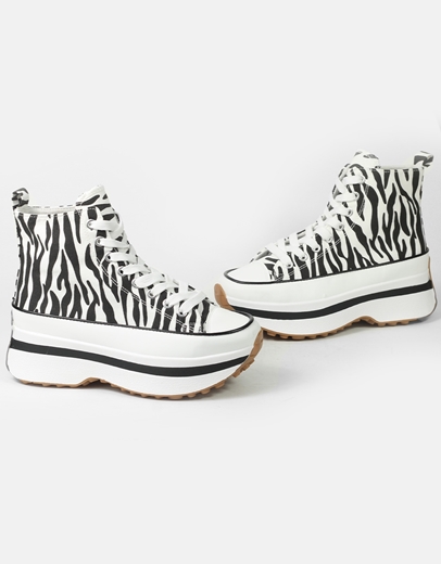 Εικόνα της Δίσολα sneakers μποτάκια υφασμάτινα με print Ζέμπρα