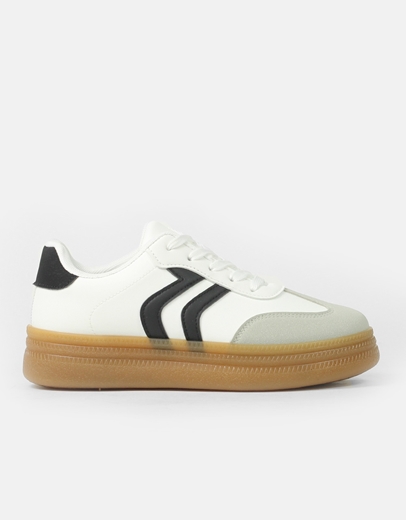 Εικόνα της Sneakers δίσολα με γραμμικό σχέδιο στο πλάι Λευκό