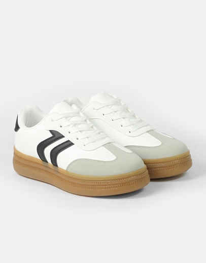 Εικόνα της Sneakers δίσολα με γραμμικό σχέδιο στο πλάι Λευκό