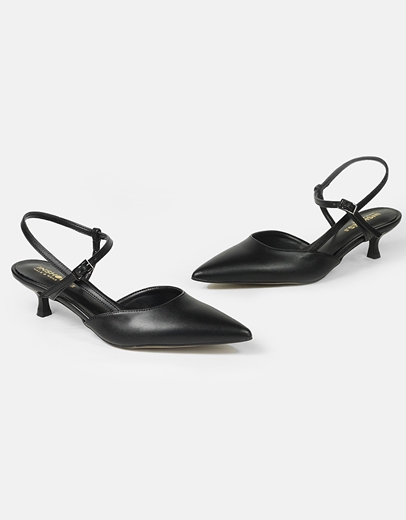 Εικόνα της Γόβες μυτερές Ελληνικής κατασκευής με λουράκι Μαύρο