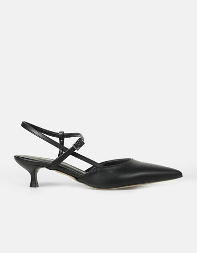 Εικόνα της Γόβες μυτερές Ελληνικής κατασκευής με λουράκι Μαύρο