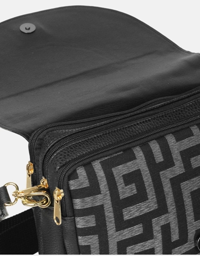 Εικόνα της Χειροποίητο τσαντάκι με μαίανδρο και προσαρμοζόμενο ιμάντα Γκρι