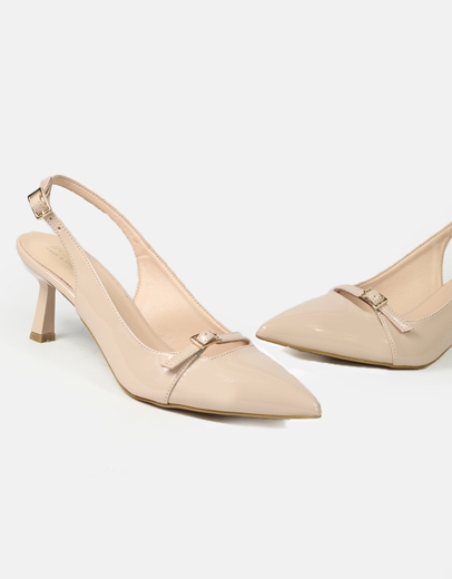 Εικόνα της Γόβες open heel Ελληνικής κατασκευής με μπαρέτα Nude