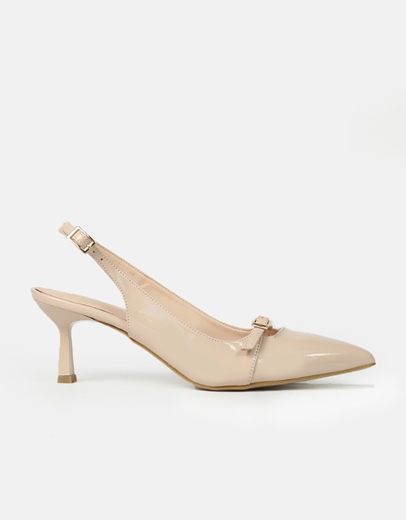 Εικόνα της Γόβες open heel Ελληνικής κατασκευής με μπαρέτα Nude