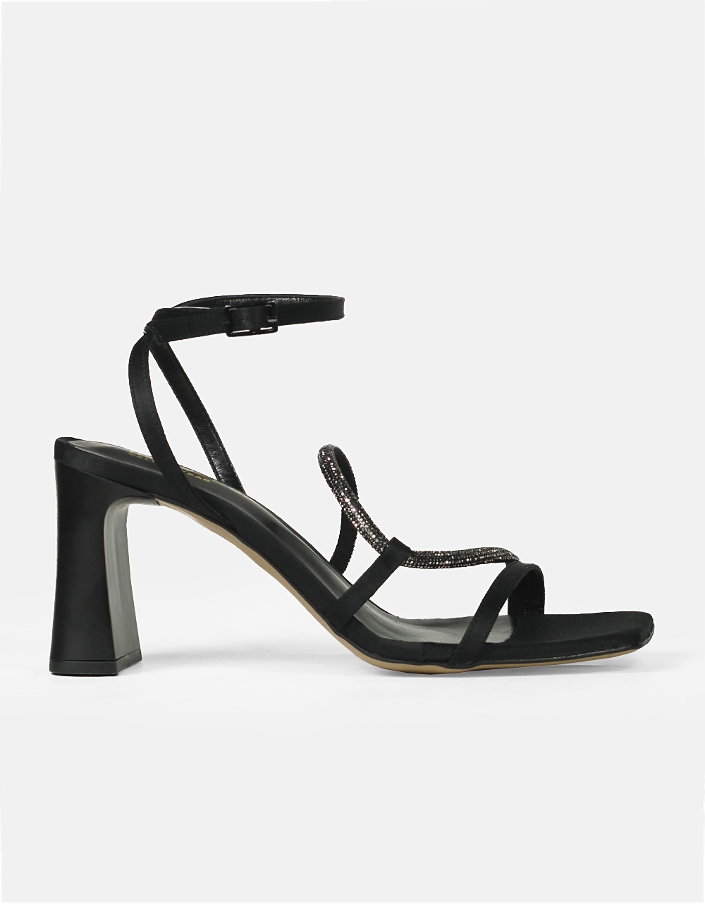 Εικόνα από Πέδιλα Ελληνικής κατασκευής με λουράκια από strass Μαύρο