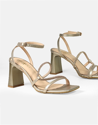 Εικόνα της Πέδιλα Ελληνικής κατασκευής με λουράκια από strass Nude