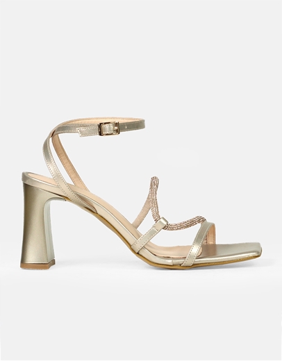 Εικόνα της Πέδιλα Ελληνικής κατασκευής με λουράκια από strass Nude