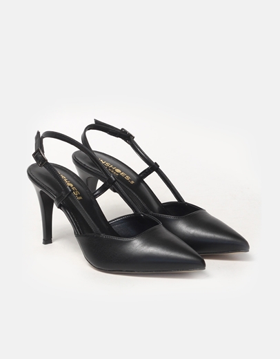 Εικόνα της Γόβες μυτερές Ελληνικής κατασκευής slingback Μαύρο