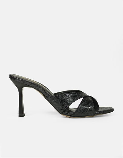 Εικόνα της Mules Ελληνικής κατασκευής με λεπτό τακούνι Μαύρο