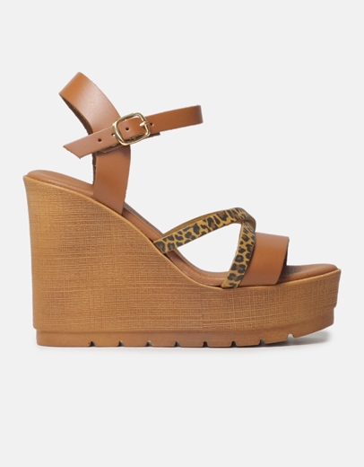 Εικόνα της Δερμάτινες πλατφόρμες Ελληνικής κατασκευής με μοτίβο Ταμπά