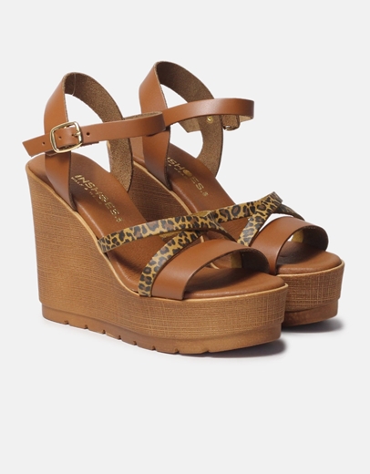 Εικόνα της Δερμάτινες πλατφόρμες Ελληνικής κατασκευής με μοτίβο Ταμπά