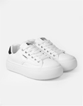 Εικόνα από Sneakers γυναικεια δίπατα με συνδιασμό υλικών Λευκό/Μαύρο